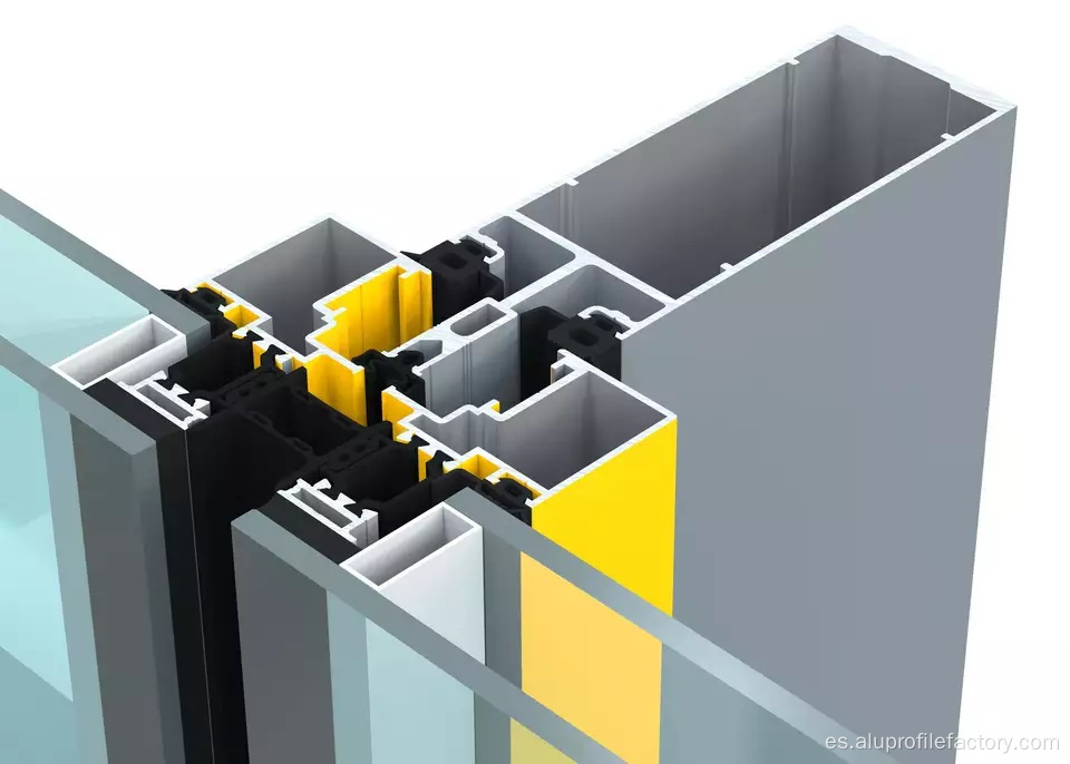 Perfil de pared de cortina de extrusión de aluminio anodizado