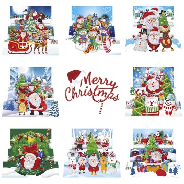 Diamond Painting Cards Christmas Greeting Cards 5D DIY Special-shaped Part Drill Postcards Birthday Xmas Children Gifts