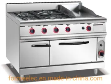 Western Kitchen Equipment Combination Oven Gas Range with 4-Burner & Lava Rock Grill & Oven