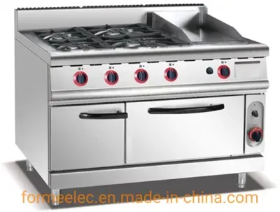 Western Kitchen Equipment Combination Oven Gas Range with 4-Burner & Lava Rock Grill & Oven