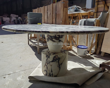 Personalized Luxury Furniture Natural Purple Calacatta Viola Marble Round Dining Table