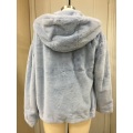 Plush Blue Hooded Fur Jacket