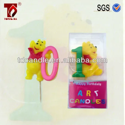 bear birthday stick candle