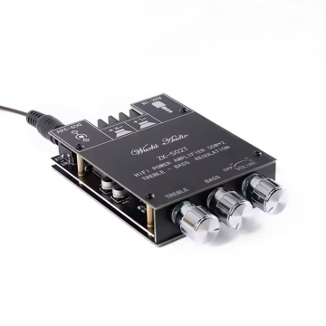 50W Dual Channel Stereo High and Low Bass Adjustable Front Audio Amplifier Board Module for Subwoofer
