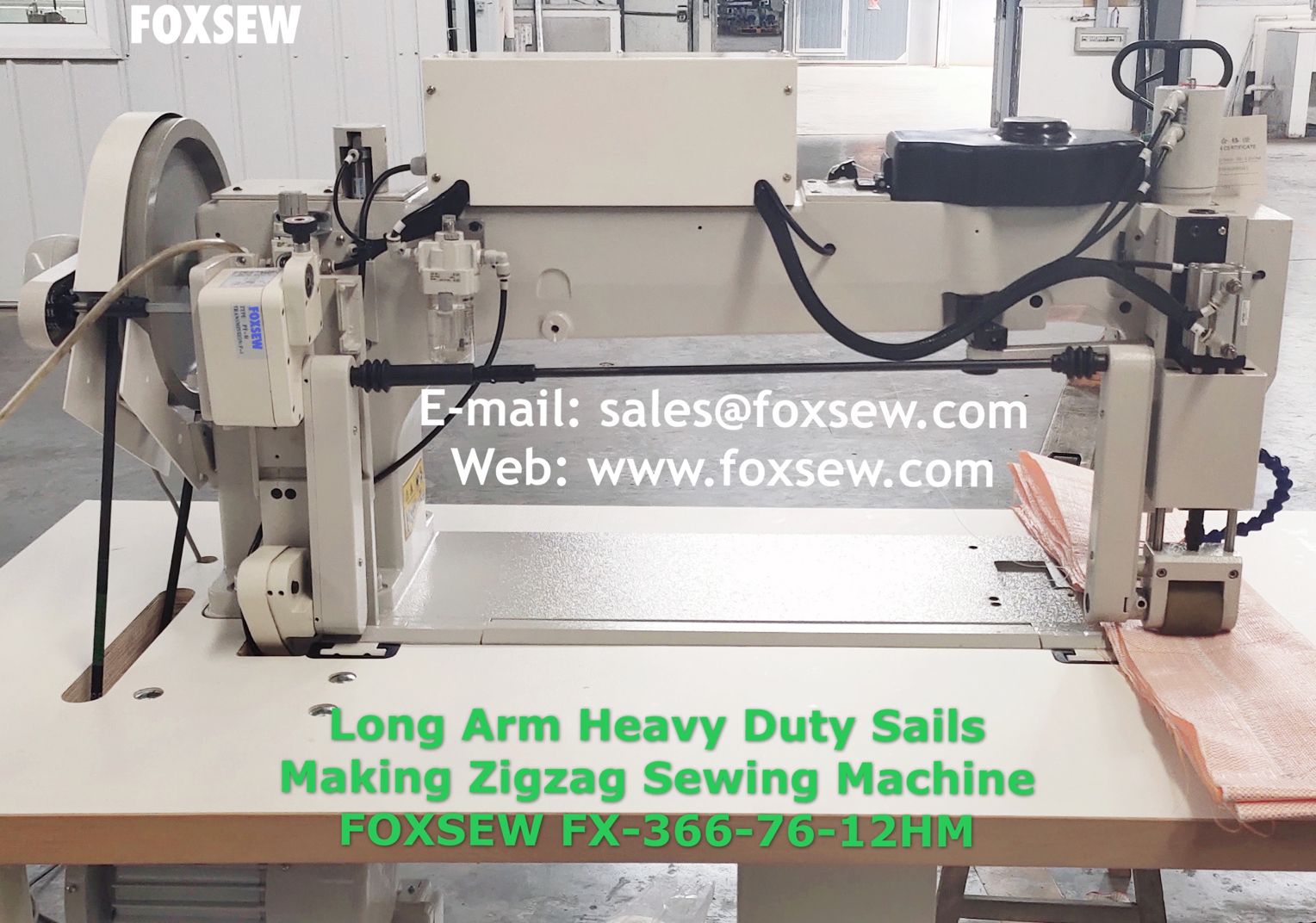 Long Arm Extra Heavy Duty Sails Zigzag Sewing Machines FOXSEW FX-366-76-12HM -6