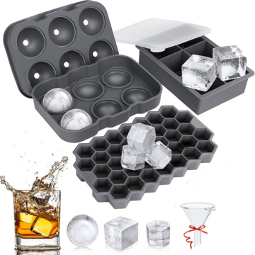 3D Round Square Silicone Ice Cube Tray Set - 4pcs/6pcs