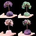 Raw 7 Chakra Stone Tree Life Rose Quartz Base Copper Wire Spiritual Meditation Energy Room Office Desk Decor Gifts