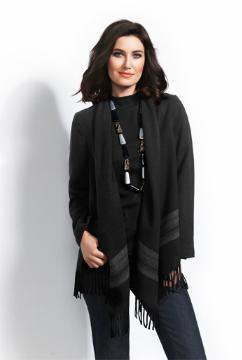 FRINGED CARDI WITH STRIPE