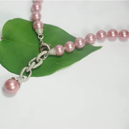 Single Pearl Pendant Fake Pink Pearl Necklace