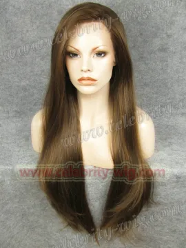Brown Extra Long Straight Synthetic Lace Front Wig