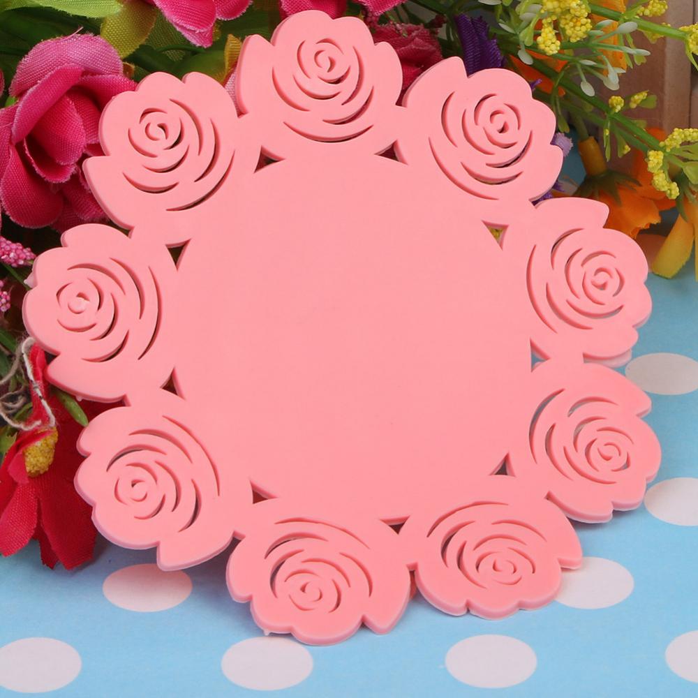 Silicone Cup Coaster Dentelle de fleurs colorées