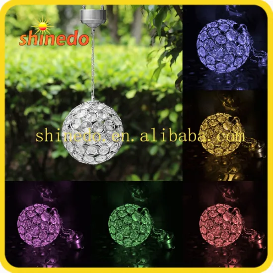 Solar Hanging Crystal Gazing Ball Light with Sparkling LED Light Colors
