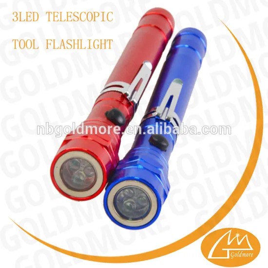 Hot Selling Flexible Fashionable 3LED Aluminum Flashlight with 2Magnets & Metal Clip