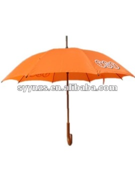 27"straight automatic wooden curved handle golf umbrella