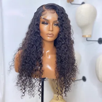 Virgin Indian Human Hair Water Wave Lace Front Wigs, 10A Glueless Hd Frontal Lacetranspare Human Hair Wig With Baby Hair
