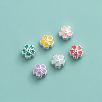 DIY Jewelry Accessories: Explore a Variety of Miniature Enamel Flower Charms in Vibrant Colors on 925 Sterling Silver