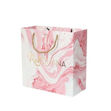 Sacchetto regalo rosa stamping in lamina dorata personalizzata