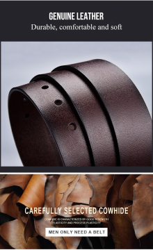 Male Designer Automatic Buckle Cowhide Leather