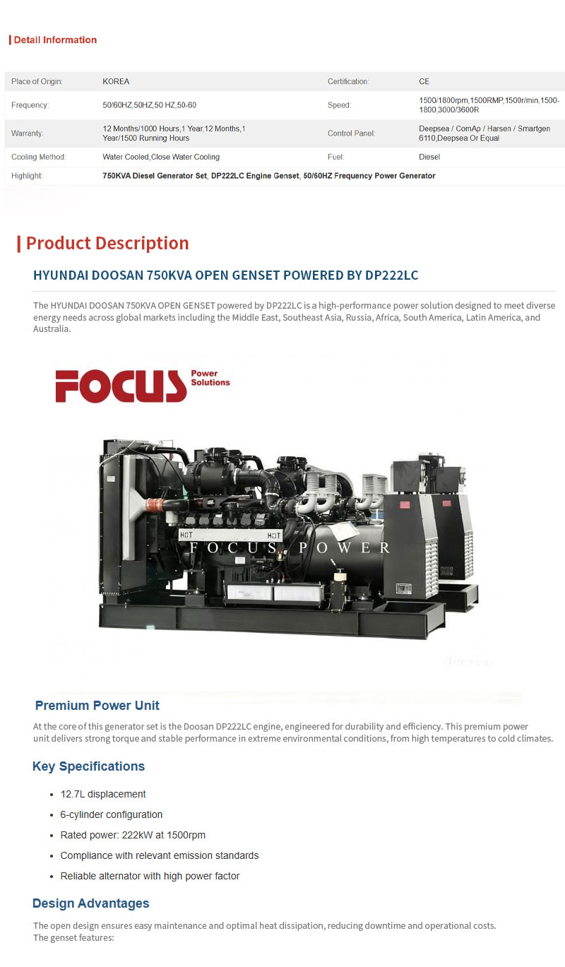 HYUNDAI-DOOSAN-750KVA-Open-Type-Diesel-Genera