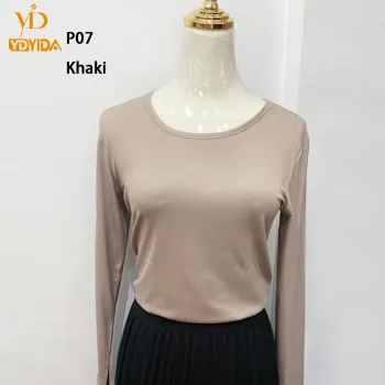 High Quality Cotton Women's Long Sleeve O-Neck Blouse
