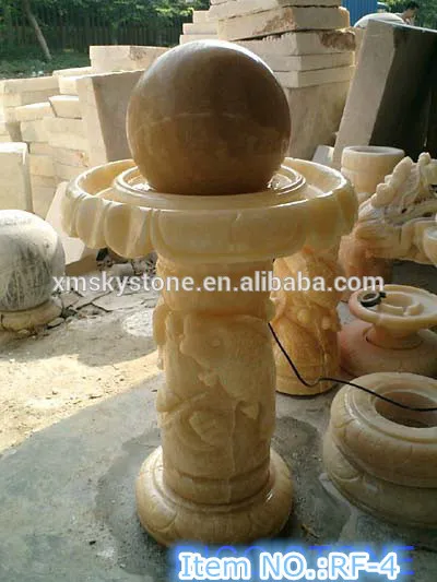 RF-4 yellow onyx indoor rolling ball water fountain