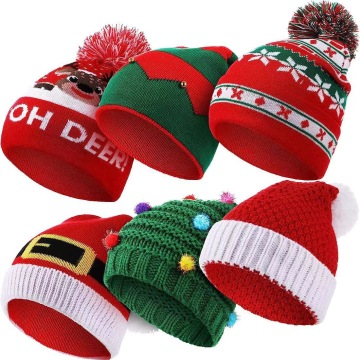Custom Logo Christmas Hats - Thick Kid Adult Size Winter Beanie Soft Plush Silvery Gold Promotional Gift
