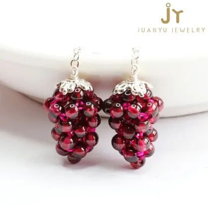 S925 Sterling Silver Garnet Women's Fashion Earrings