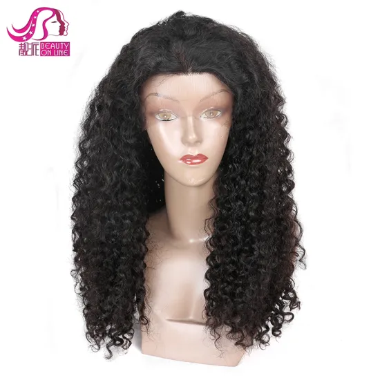 Short Kinky Curly Elastic Band Brazilian Hair Glueless Full Lace Wig With Baby Hair