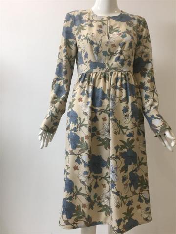 Printed Polyester Long Sleeve Dress