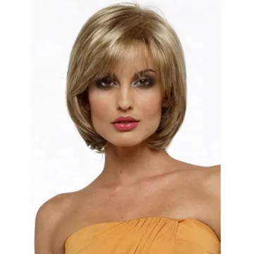 wholesale heat resistant gold fluffy Synthetic wigs natural wave synthetic hair wigs for women