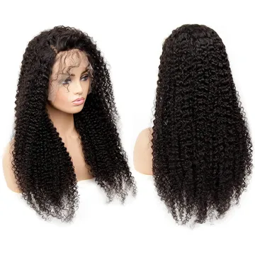 Top Grade Human Hair 30 Inch Curly Full Lace Human Hair Wig Natural Black Long Curly Brazilian Hair Lace Front Wig For Women