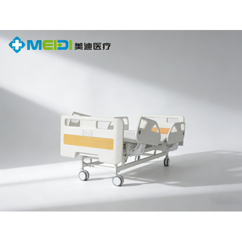 Three-Crank Nursing Bed with Punched Panel, Four Small Guardrails, Central Control Brake