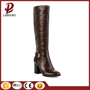 mid heel totem printing chestnut hot warm boots