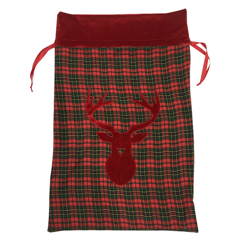 Christma santa sack plaid red deer