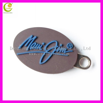 Hot new design brand logo style leather jacket pvc rubber zipper pullers with metal
