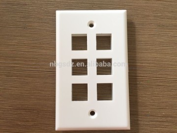 6 Port Single Gang White Keystone Wall Plate Smooth Contemporary Styling