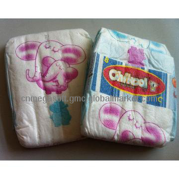 Baby Diaper with Breathable Cloth-like Bottom Film and Blue ADL