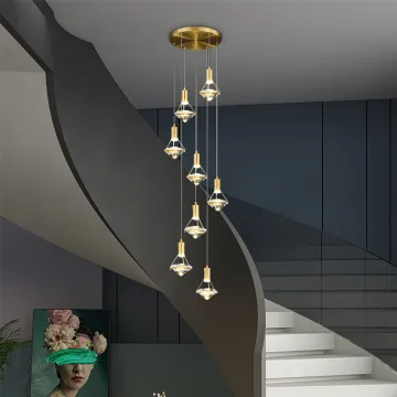 Modern Luxury K9 Crystal LED Stairs Lights Pendant