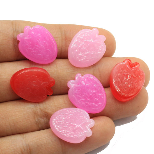 Fancy Mini Strawberry Shaped Resin Cabochon Red Pink Fruit Decorative Beads Slime Handmade Craft Work Ornaments