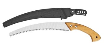 wooden handle tool" pruning saw:" with grinded teeth
