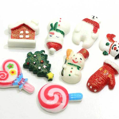 100pcs Mixed Resin Christmas Series Crafts Flatback Cabochon Scrapbooking Decorations For Hair Clips Embellishments Diy