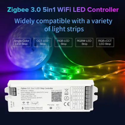 Philips Hue and Samsung Tuya Smart Life APP RGB CCT 5in1 Zigbee LED Controller