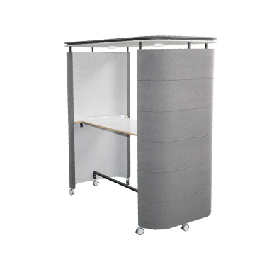 Movable Sound Insulation Felt Partition Office Bar Table Wheeled High Counter Acoustic Privacy Screen Standing Desk