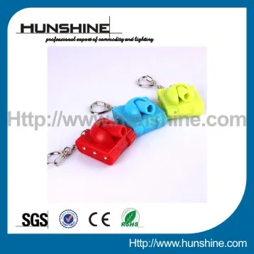 cute tank sound pvc keychain with led light