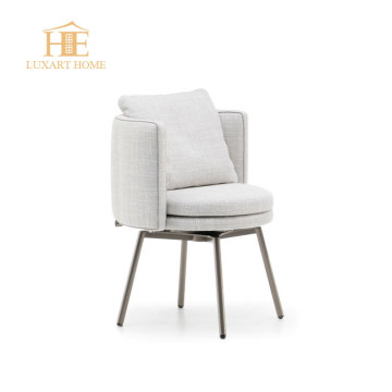 Stainless Steel Base Linen Fabric Rotating Dining Chair