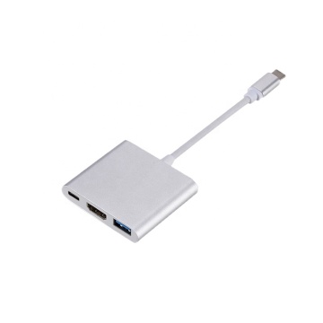 Aluminum 3-in-1 USB Type C Adapter Hub