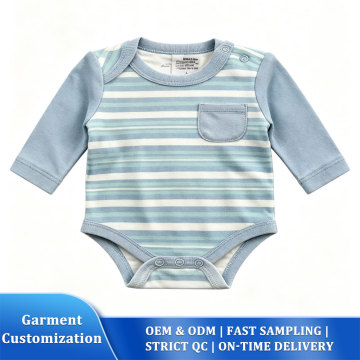 Blaugrün gestreifter Baby-Body
