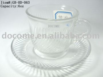 glass cup and saucer