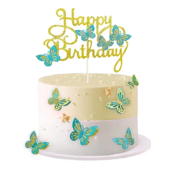 Gold Paper Butterfly Cake Toppers: Vibrant Artificial Accessories for Kitchen Decorating