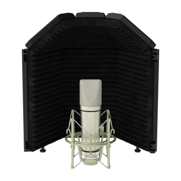 Portable Foldable 3 Panel Microphone Isolation Shield - Black Paper Box Recording Booth